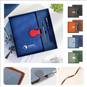 A5 PU Leather Business Notebook & Pen Gift Set